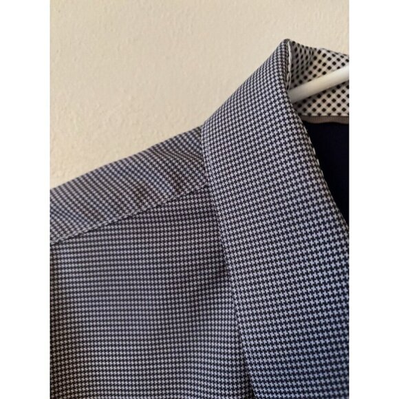 Construct Mens Size XXL Blue Long Sleeve Button Front Shirt Slim Fit Houndstooth - Picture 3 of 5